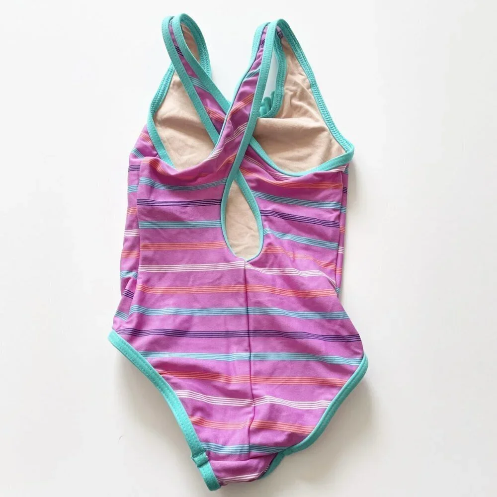 Patagonia Cross Back Ruffle Striped Swimsuit